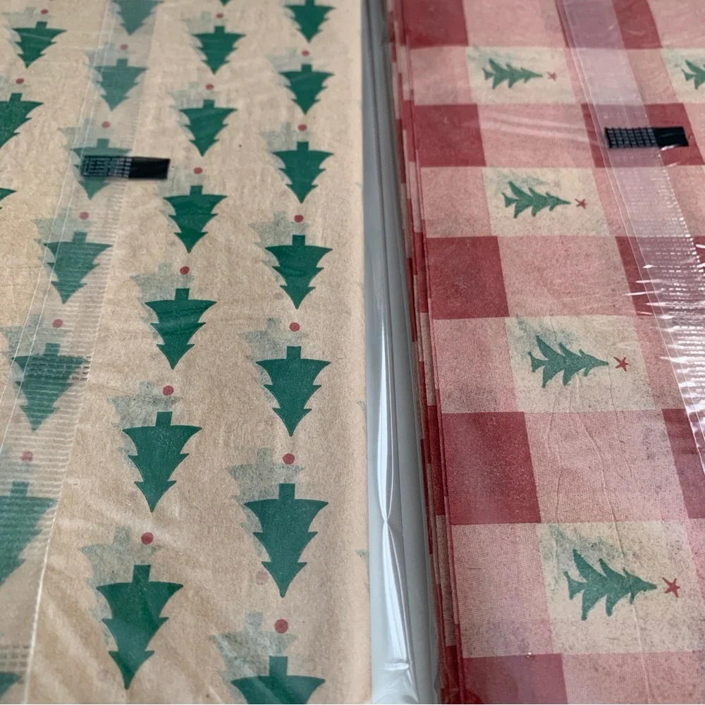 Red Gingham Gift Bags with Festive Tissue Paper Bundle